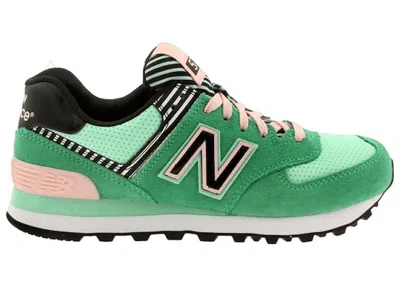 Pre-owned New Balance 574 (women's) Sneakers In Slate Peridot In Green/slate Peridot Green