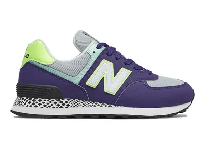 Pre-owned New Balance 574 (women's) Sneakers In Virtual Violet/bleached Lime Glow