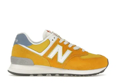 Pre-owned New Balance 574 (women's) Sneakers In Yellow/light Blue