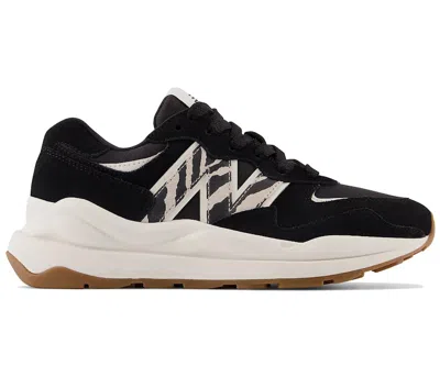 Pre-owned New Balance 57/40 Zebra Print (women's) Sneakers In Black/sea Salt