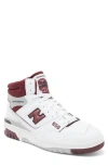 New Balance 650 High Top Sneaker In White/nb Burgundy