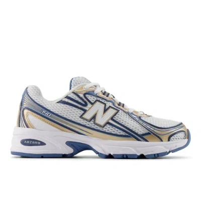 NEW BALANCE UNISEX 740 IN BLAU/BRAUN/WEISS, WILDLEDER/MESH, GRÖSSE 40.5