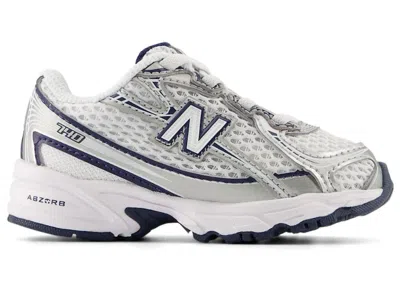Pre-owned New Balance 740 Bungee Lace Silver Sneakers In White/navy Blue/red In Multi