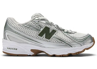 Pre-owned New Balance 740 Bungee Lace Sneakers In Silver Metalic/dark Alpine Green