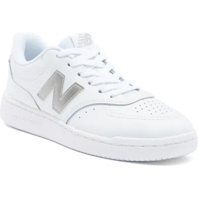 New Balance 80 Basketball Sneaker In White/metallic Silver