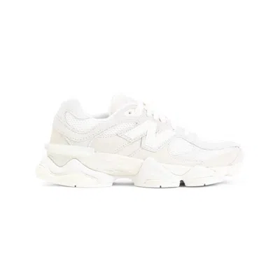 New Balance 9060 Beige Suede Leather Sneakers In White