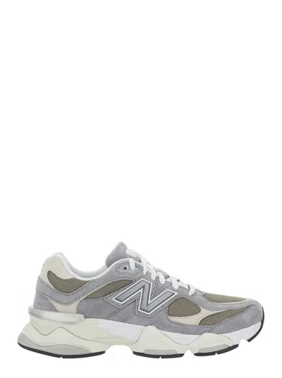 NEW BALANCE '9060' GREY SNEAKER WITH SIDE LOGO AND CHUNKY SOLE IN SUEDE UNISEX