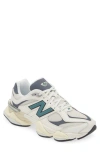 New Balance 9060 Leather And Mesh Sneakers In Sea Salt/ New Spruce