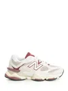 New Balance 9060 Low-top Sneakers In Linen And Burgundy In Nude