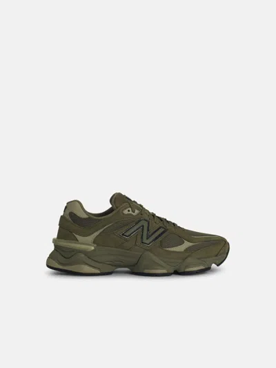 New Balance '9060z' Green Leather Blend Sneakers