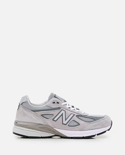 New Balance 990 Grey Leather And Mesh Sneakers In Gray
