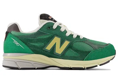 Pre-owned New Balance 990v3 Gold Sneakers In Varsity Green/team Forest Green
