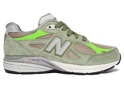 Pre-owned New Balance 990v3 Patta Keep Your Family Close Sneakers In Olive/bright Green In Multi