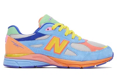 Pre-owned New Balance 990v3 Wild Style Sneakers In Vibrant Sky Blue/vibrant Orange/vibrant Yellow