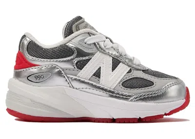 Pre-owned New Balance 990v6 Dtlr Tinsel Sneakers In Silver/red/white
