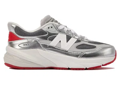 Pre-owned New Balance 990v6 Dtlr Tinsel Sneakers In Silver/red/white