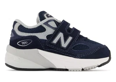 Pre-owned New Balance 990v6 Hook And Loop Sneakers In Navy Blue/silver In Multi