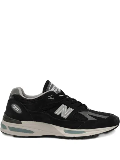 New Balance 991 Logo Trainers In Black