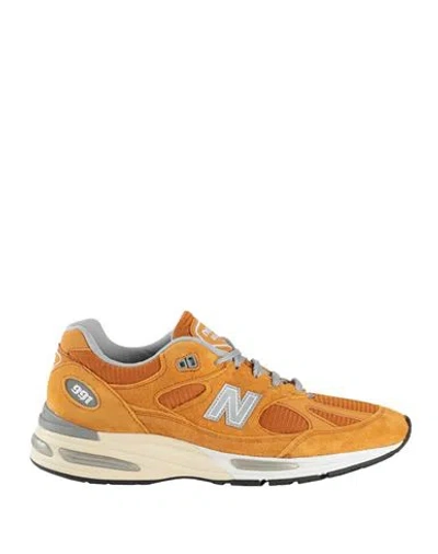 New Balance 991 Man Sneakers Orange Size 9 Leather