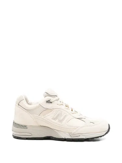 New Balance 991v1 Crocodile-effect Panelled Sneakers In Neutral