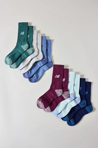 New Balance Active Crew Socks 6-pack In Assorted, Women's At Urban Outfitters In White