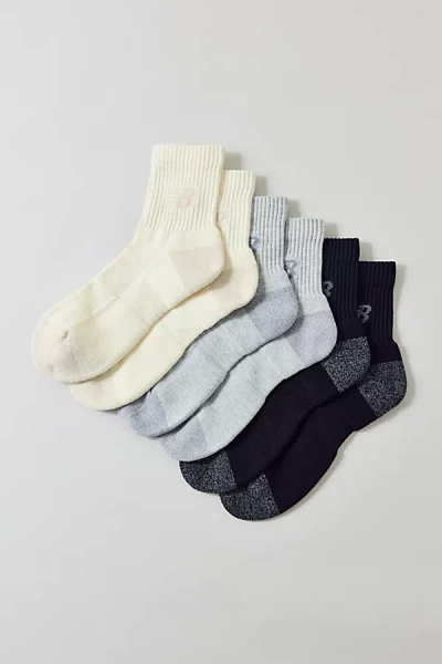 New Balance Active Quarter Socks 3-pack In Heather Grey/sea Salt/black, Men's At Urban Outfitters In Multi