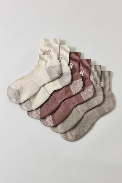 New Balance Active Quarter Socks 3-pack In Linen/earth Shadow/arid, Men's At Urban Outfitters In Multi