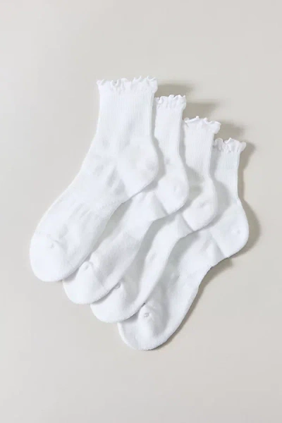 New Balance Active Ruffle Quarter Crew Socks 2-pack In White, Women's At Urban Outfitters