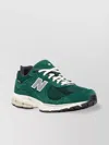 New Balance Almond Toe Leather Sneaker Logo In Green