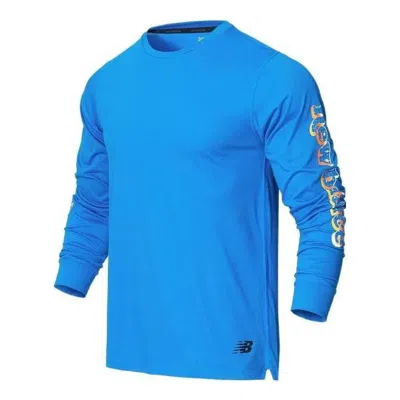 New Balance Athletic Fit Printed Long Sleeve Top 'blue'