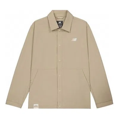 New Balance Athletic Sports Club Coach Jacket 'dark Beige' In Brown