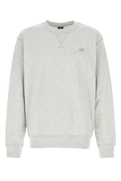 New Balance Melange Light Grey Cotton Sweatshirt In Gray