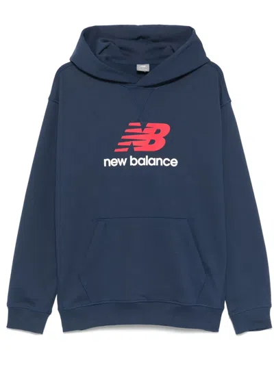 New Balance Athletics Logo Hoodie In Blue