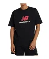 New Balance T-shirt Athletics Logo Nera In Black