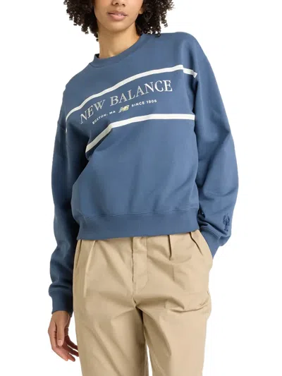 New Balance Athletics Nautical Round-neck Sweatshirt In Blue