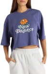 New Balance Athletics Oversize Crop Flower Graphic T-shirt In Blue