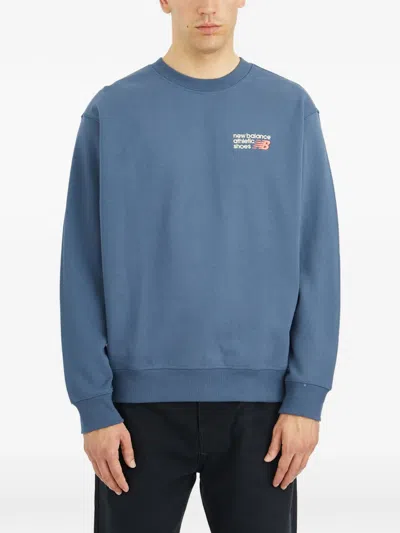 New Balance Athletics Premium Logo Crew Sweatshirt In Blue