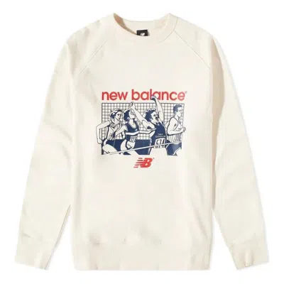 New Balance Athletics Remastered Graphic French Terry Crewneck Sweatshirt 'beige' In White