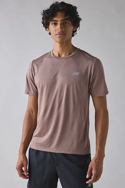New Balance Athletics Run Logo Tee In Eat Brown, Men's At Urban Outfitters In Pink