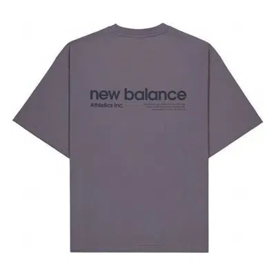 New Balance Athletics Small Nb Logo T-shirt 'purple' In Gray