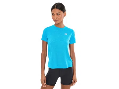 New Balance Athletics T-shirt Heather Women's Clothing Altitude: Xs, Polyester In Blue