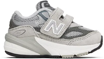 New Balance Baby Gray & Silver 990v6 Hook & Loop Sneakers In Grey/silver