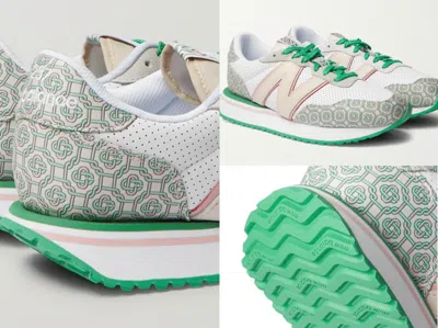 Pre-owned New Balance Balance + Casablanca 237 Suede-trimmed Leather Sneakers Shoes 44 In Multicolor