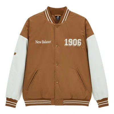 New Balance Baseball Varsity Jacket 'tan White' In Brown