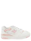 New Balance '550' White And Light Pink Low Top Sneakers With Logo In Leather Woman In Pink