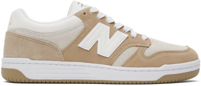 New Balance Beige & White 480 Trainers In Mindful Grey