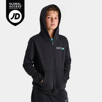New Balance Big Kids Linear Logo Full-zip Hoodie In Black