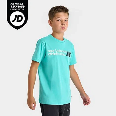 New Balance Big Kids Linear Logo T-shirt In Blue