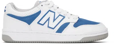 New Balance Big Kids White & Blue 480 Sneakers In White / Sea Stone