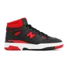 NEW BALANCE BLACK AND RED 650 HIGH TOP SNEAKERS